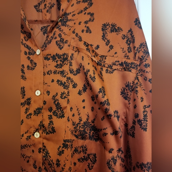 Free People Goddess Sleep Shirt Oversized Button Down Flowy Top Size M Clay - Picture 5 of 13